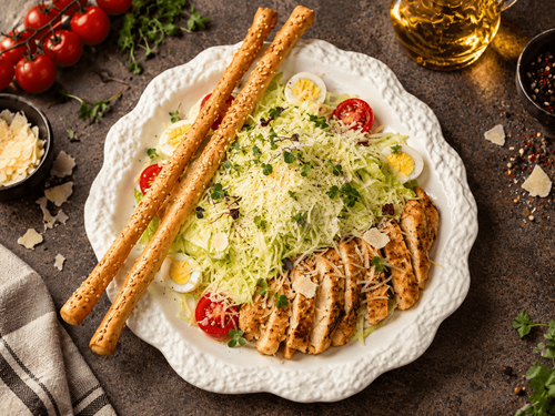 Салат Цезарь с креветками